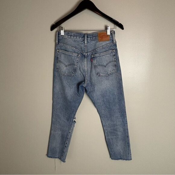 Levi's 501 S White Oak Cone Denim Skinny Jeans with Distressed Details size 26 - Picture 11 of 14